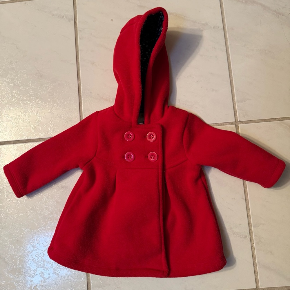 Red Kids Hooded Peacoat